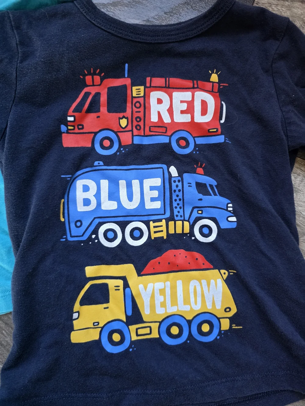 The Children's Place Navy & Teal Short Sleeve Tees with Vehicle Graphics